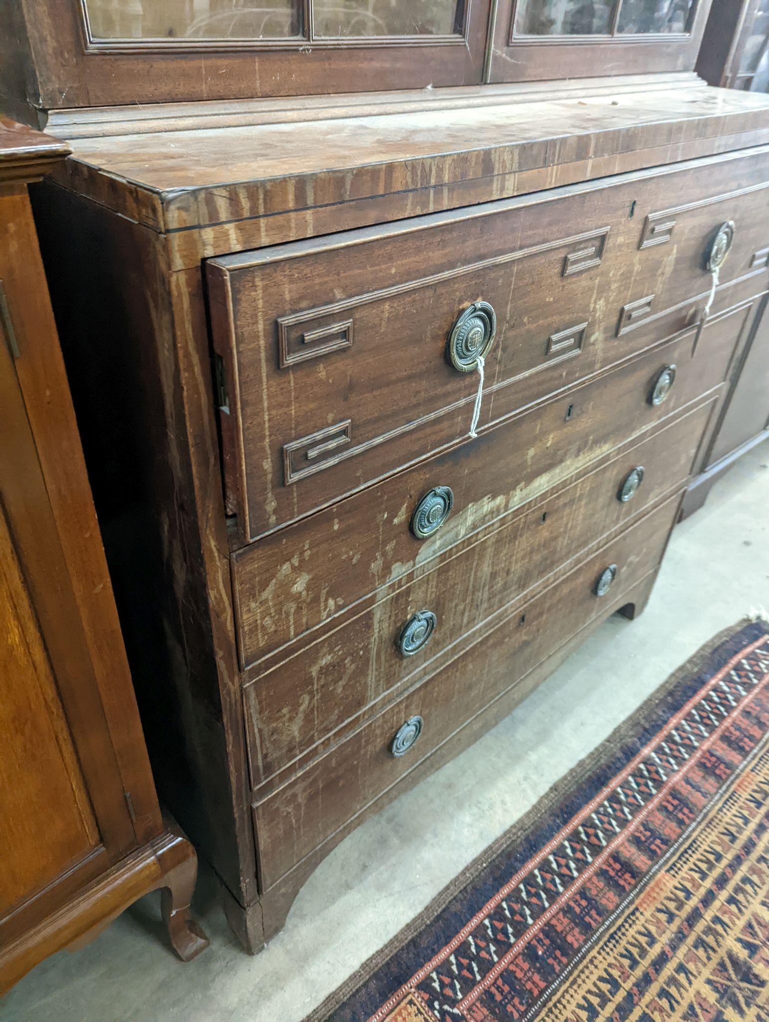 A Regency mahogany secretaire bookcase, length 106cm, depth 52cm, height 232cm